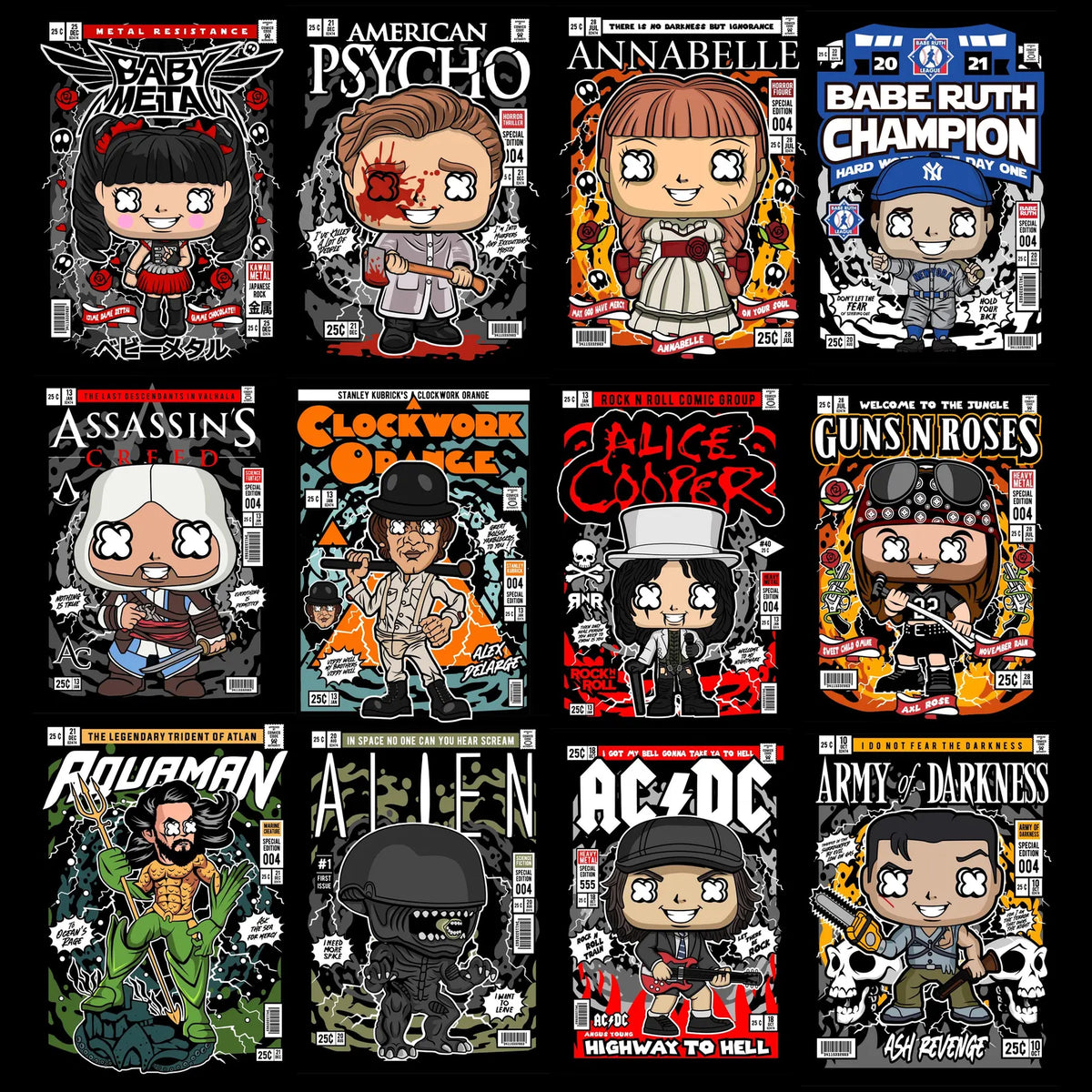 200+ Collectible Pop Art Streetwear PNG Bundle | Urban Character T-Shirt Design Pack