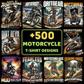 500+ Biker & Motorcycle Streetwear PNG Bundle | Vintage Rider T-Shirt Design Pack for POD