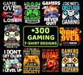 Gaming Clipart PNG Bundle | Gamer Graphics, Controller Designs & T-Shirt Print Pack for POD