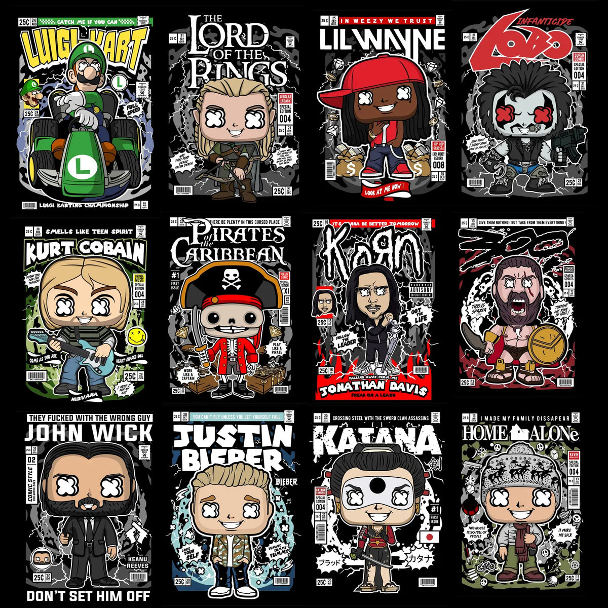 200+ Collectible Pop Art Streetwear PNG Bundle | Urban Character T-Shirt Design Pack