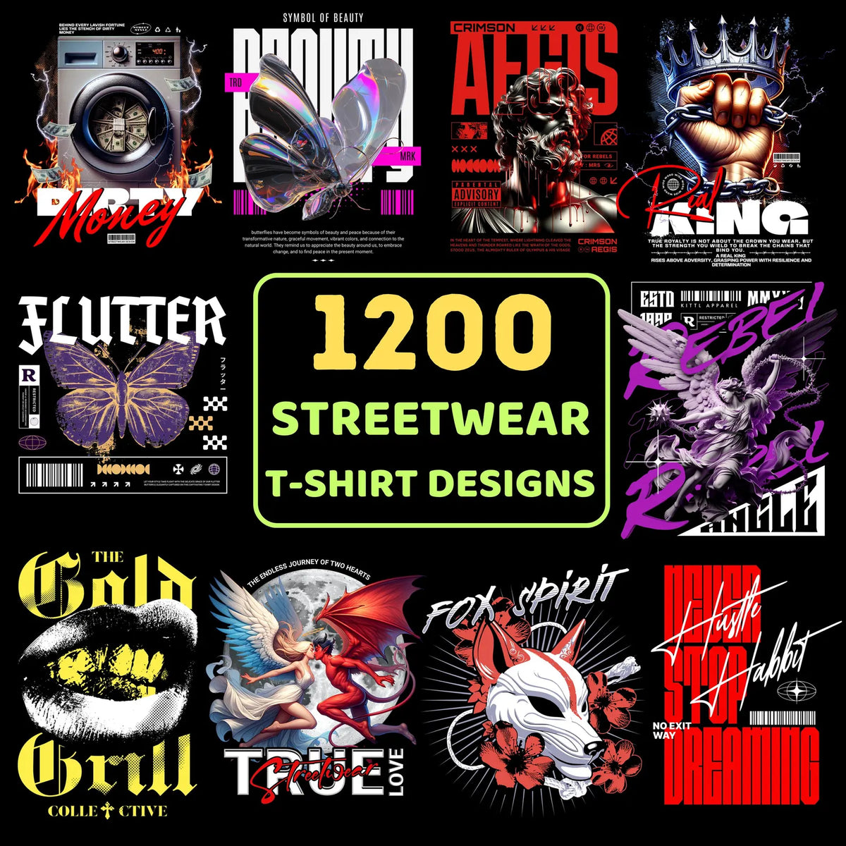 1200 Urban Streetwear PNG Collection, Trendy Tee Graphic Bundle, Hip Hop Apparel Designs, Digital Download Pack, POD T-Shirt Artwork Set, Modern Fashion Print PNGs